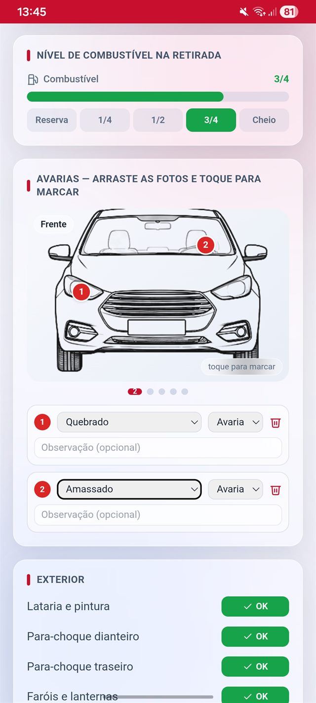 ZeloCheck - Avarias e checklist de vistoria